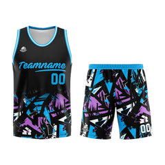 Custom Black Light Blue Basketball Jersey Uniform Suit Printed Your Logo Name Number
