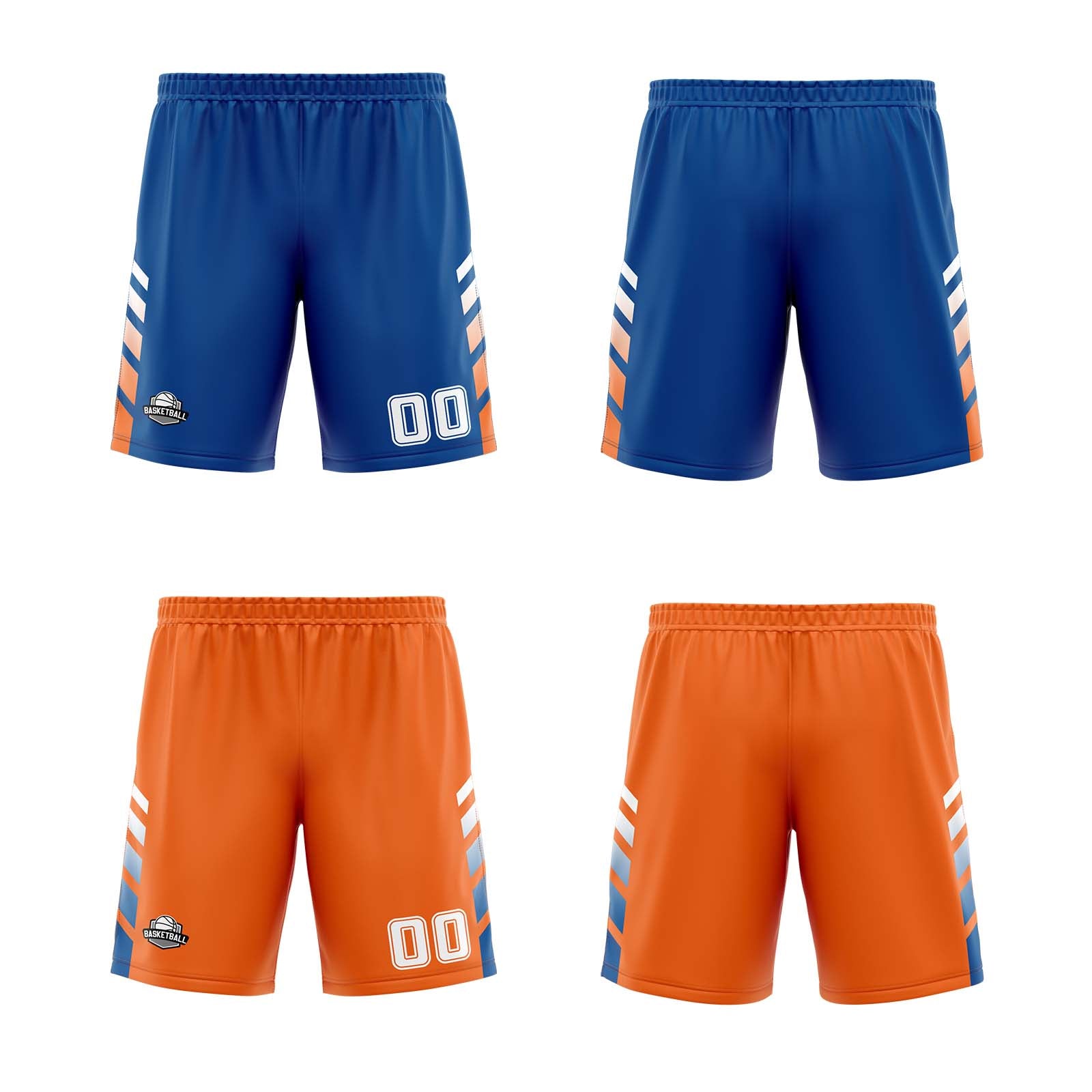 Custom Blue Orange White Reversible Basketball Suit for Adults and Kids Personalized Jersey