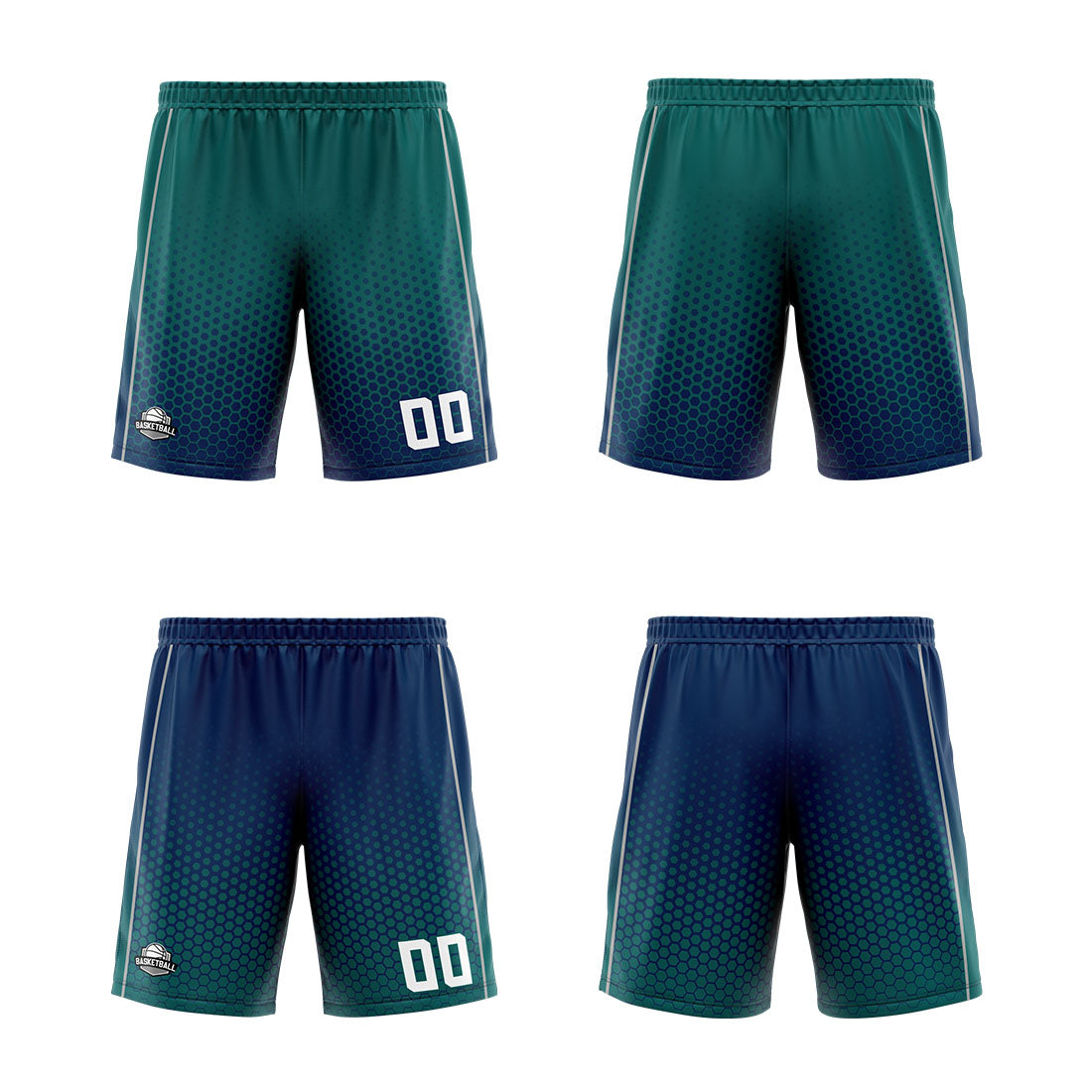 Custom Green Navy Gray Reversible Basketball Suit for Adults and Kids Personalized Jersey