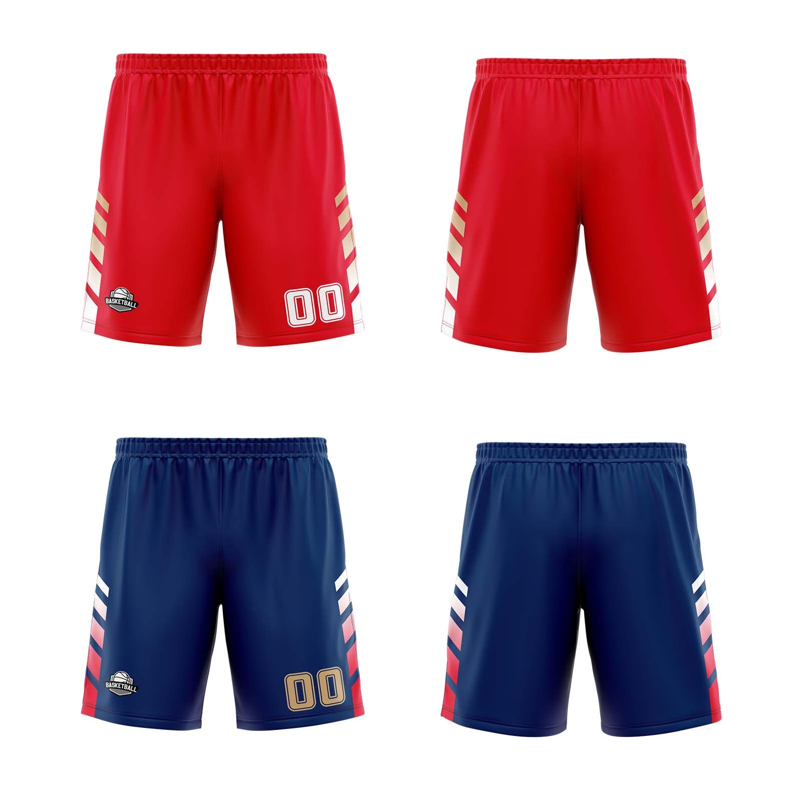 Custom Red Navy Gold Reversible Basketball Suit for Adults and Kids Personalized Jersey