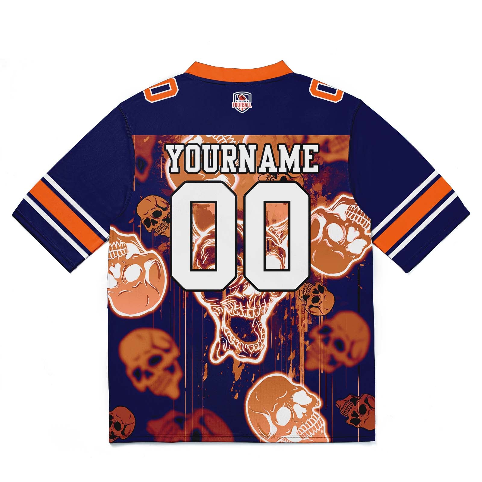 Custom Football Jersey Shirt Personalized Stitched Printed Team Name Number Graffiti skull-Orange