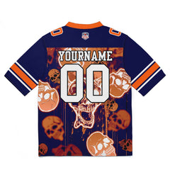 Custom Football Jersey Shirt Personalized Stitched Printed Team Name Number Graffiti skull-Orange