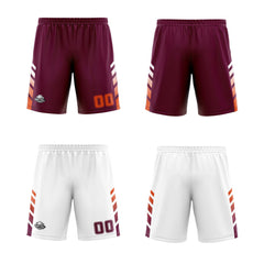 Custom Burgundy White Orange Reversible Basketball Suit for Adults and Kids Personalized Jersey