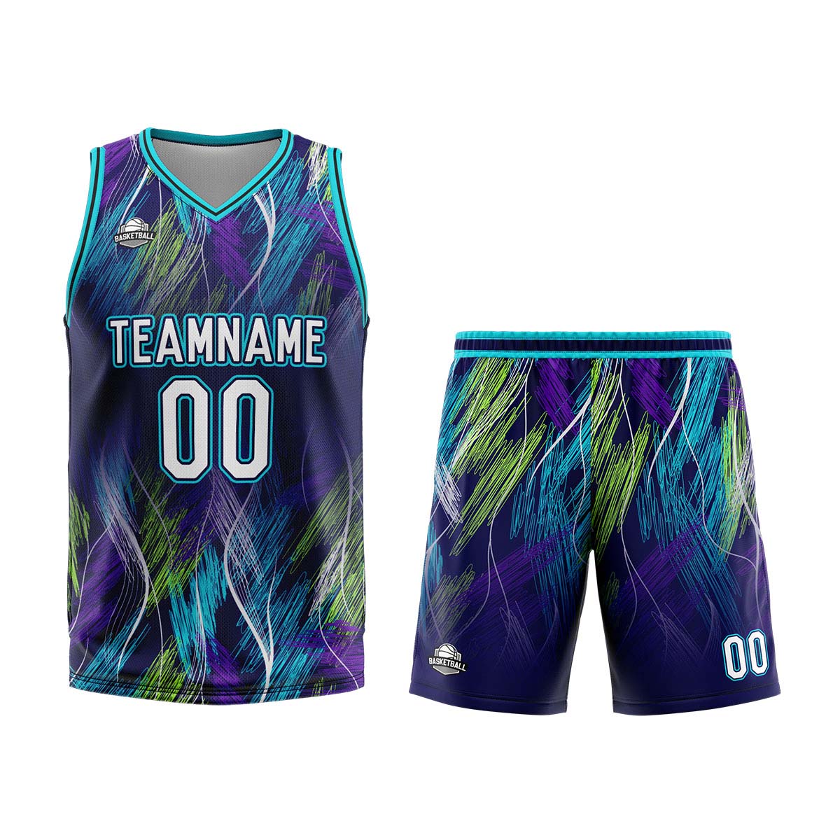 Custom Line Purple Light Blue Basketball Jersey Uniform Suit Printed Your Logo Name Number