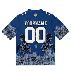 Custom Football Jersey Shirt Personalized Stitched Printed Team Name Number Blue