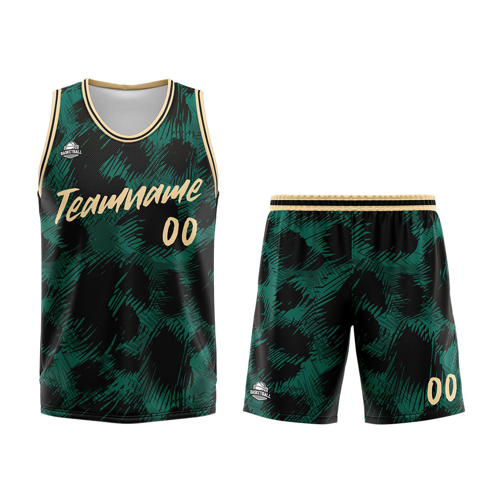 Custom Green leopard print Basketball Jersey Uniform Suit Printed Your Logo Name Number
