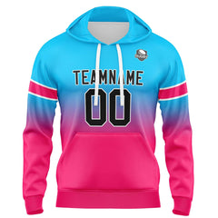 Custom Gradient Sweatshirt Hoodie For Man Woman Girl Boy Print Your Logo Name Number Light Blue&Pink