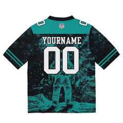 Custom Football Jersey Shirt Personalized Stitched Printed Team Name Number Black&Teal