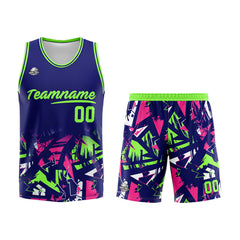 Custom Navy Neon Green Basketball Jersey Uniform Suit Printed Your Logo Name Number