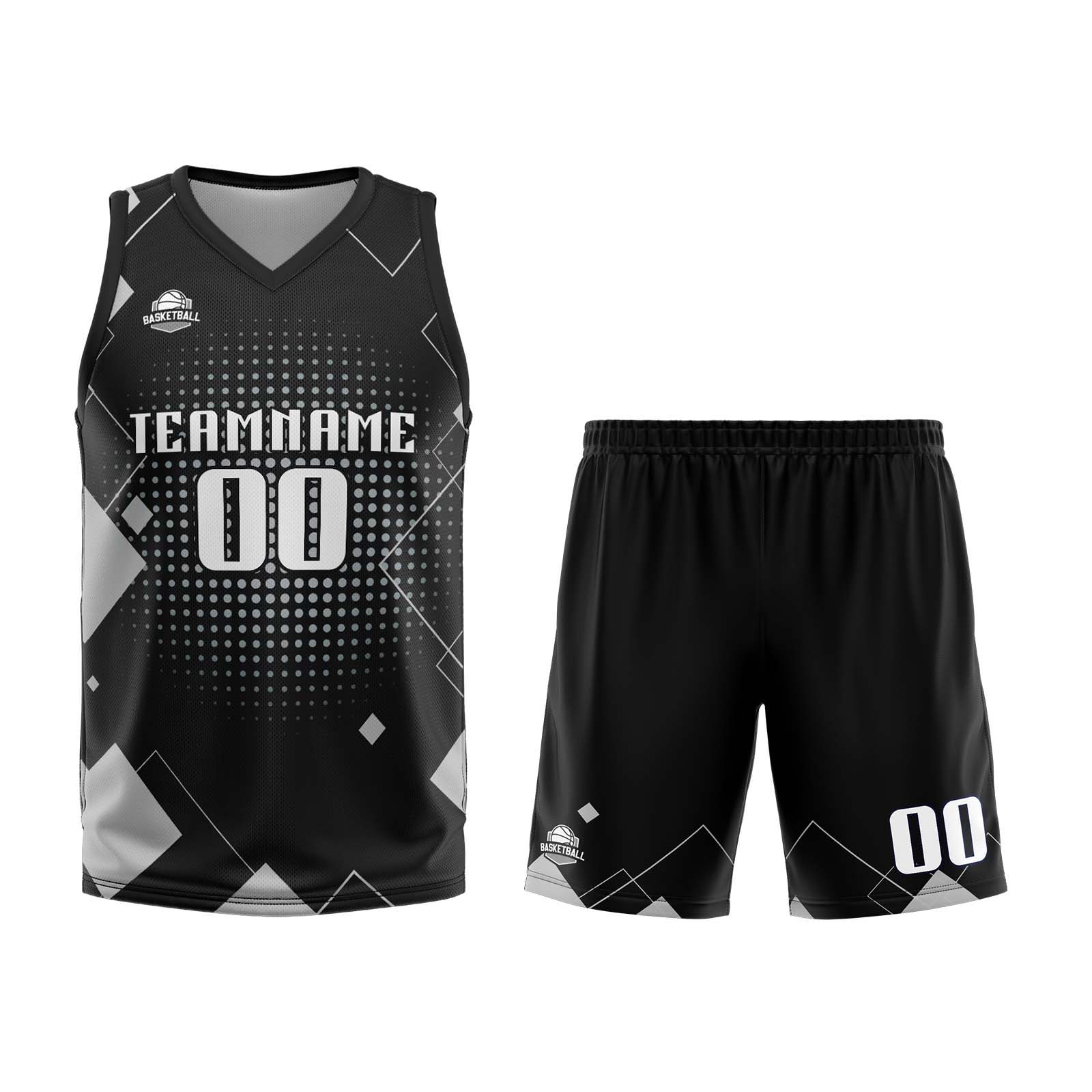 Custom Geometry Grey Basketball Jersey Uniform Suit Printed Your Logo Name Number