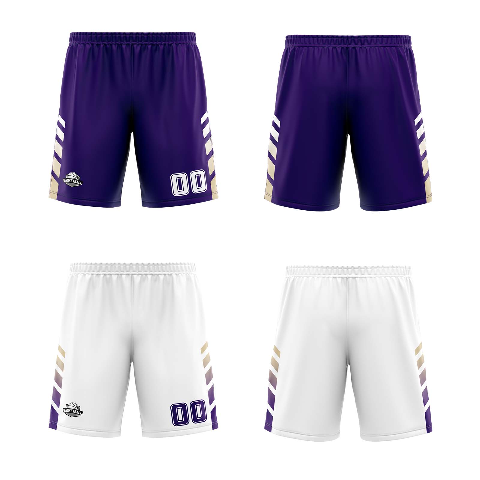 Custom Purple White Cream Reversible Basketball Suit for Adults and Kids Personalized Jersey