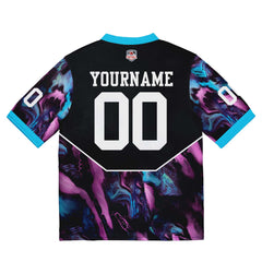 Custom Football Jersey Shirt Personalized Stitched Printed Team Name Number Black & Light Blue