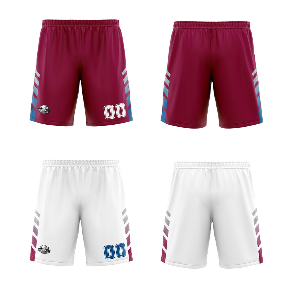 Custom Burgundy White Blue Reversible Basketball Suit for Adults and Kids Personalized Jersey