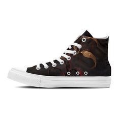 Blood Rose Symphony: Unleash the Mysterious Charm of Red Roses in Our Gothic Mid-Top Canvas Shoes