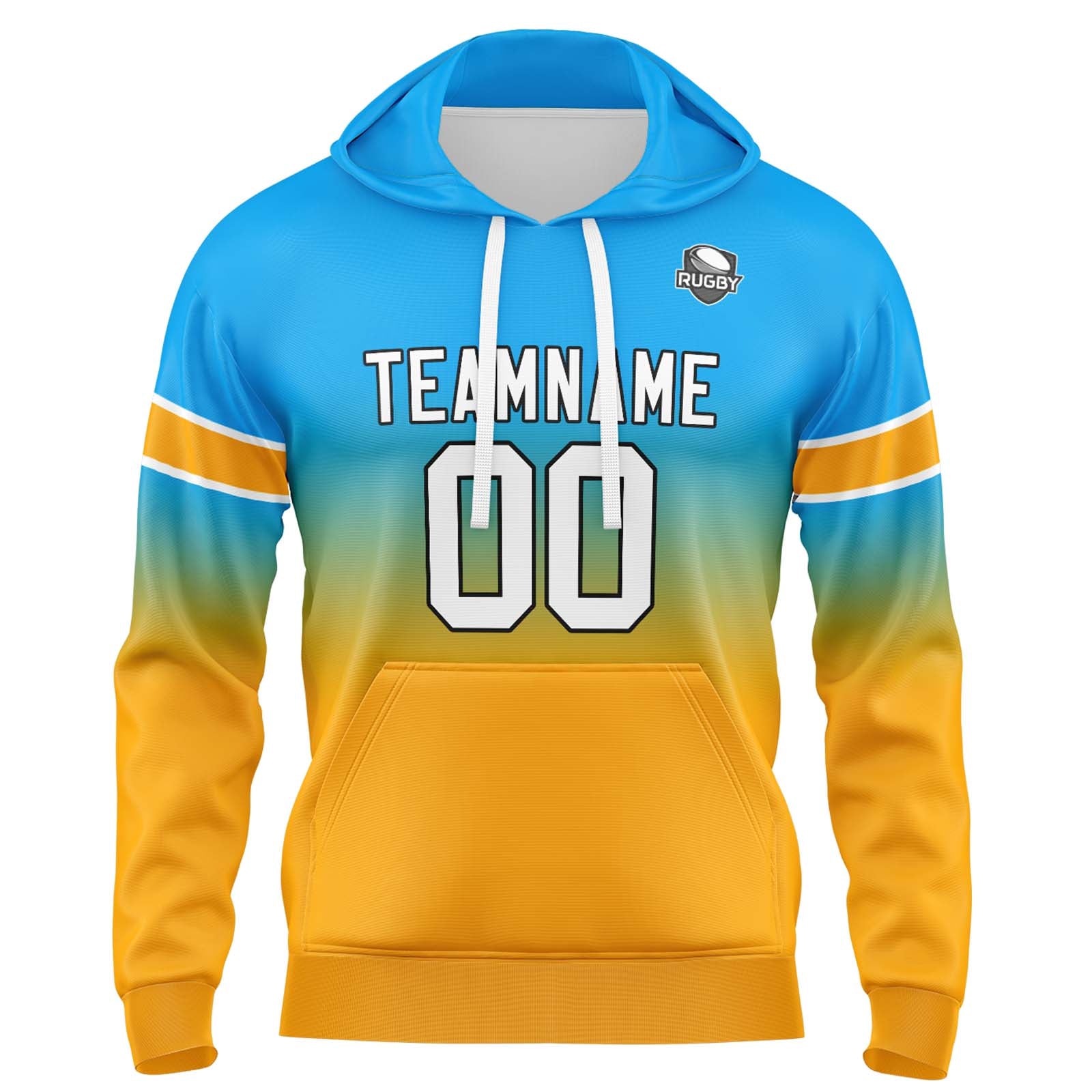Custom Gradient Sweatshirt Hoodie For Man Woman Girl Boy Print Your Logo Name Number Light Blue&Orange