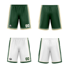 Custom Dark Green White Cream Reversible Basketball Suit for Adults and Kids Personalized Jersey