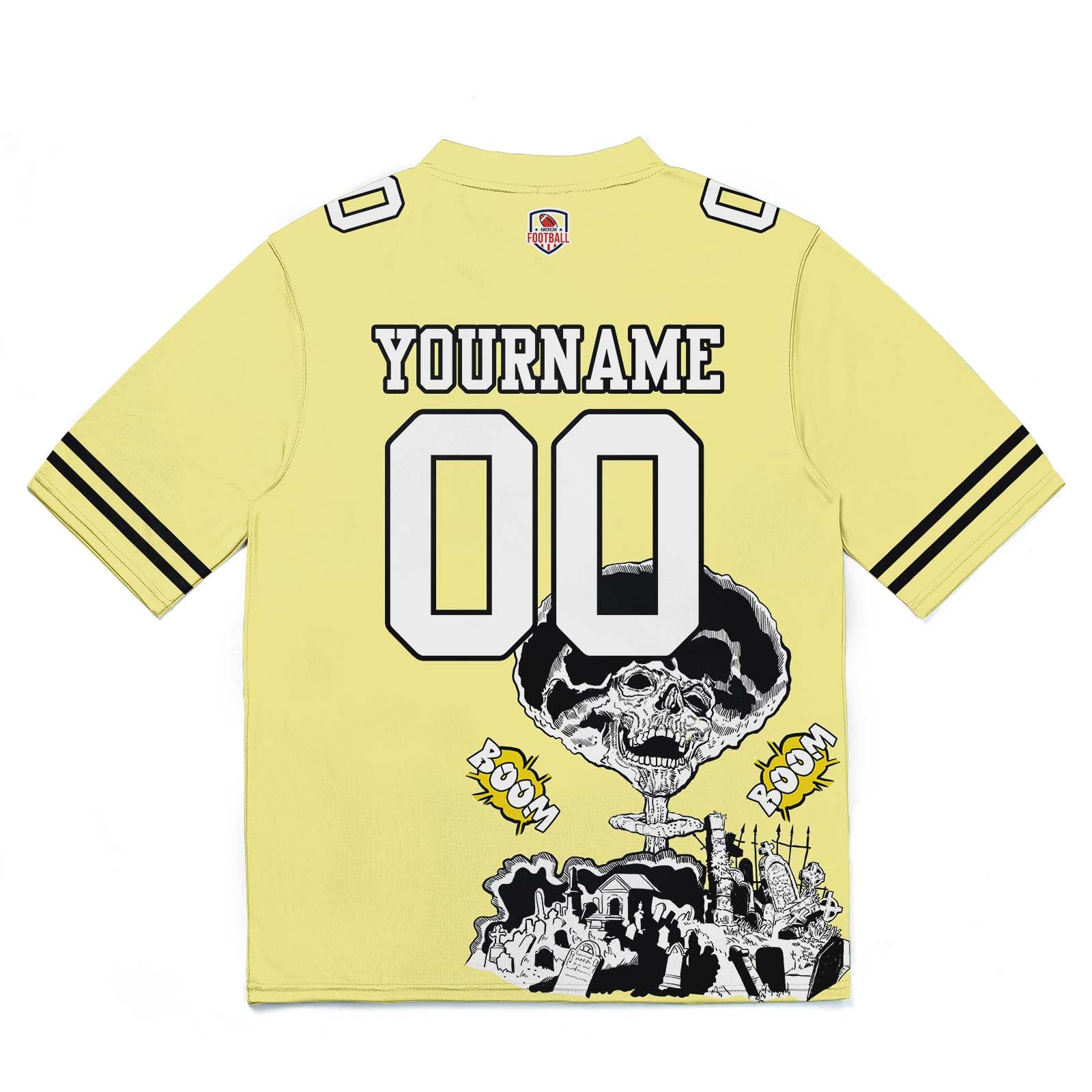 Custom Football Jersey Shirt Personalized Stitched Printed Team Name Number Light Yellow