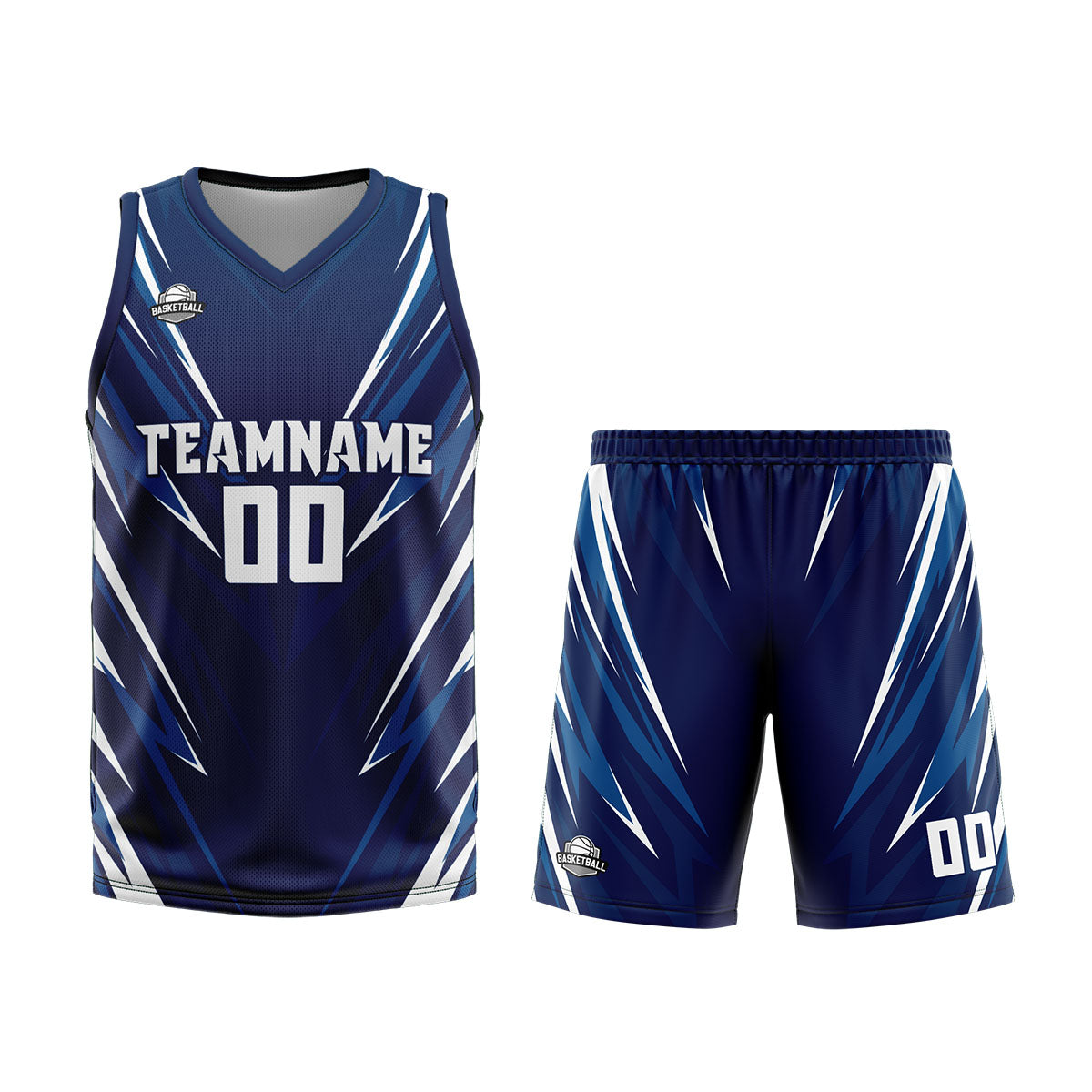 Custom Triangle Dark Blue Basketball Jersey Uniform Suit Printed Your Logo Name Number