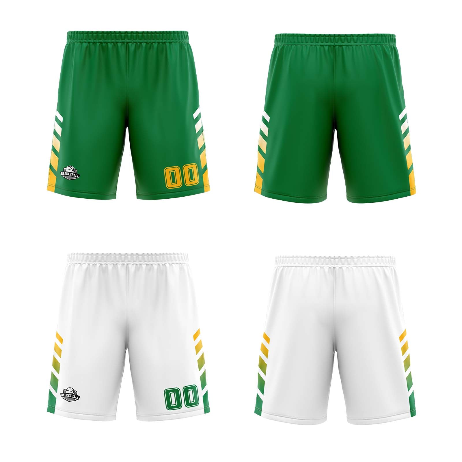 Custom Green White Yellow Reversible Basketball Suit for Adults and Kids Personalized Jersey