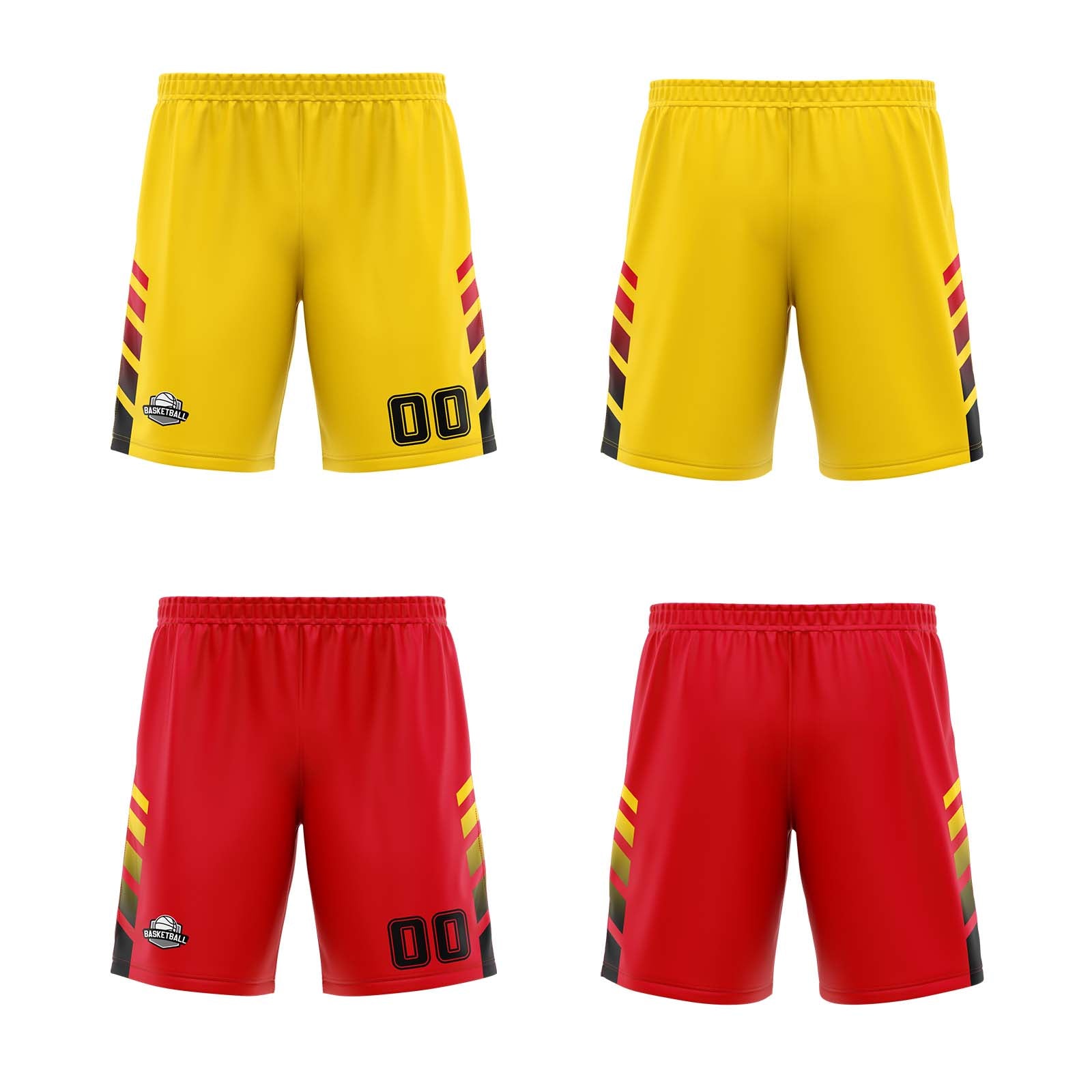 Custom Yellow Red Black Reversible Basketball Suit for Adults and Kids Personalized Jersey