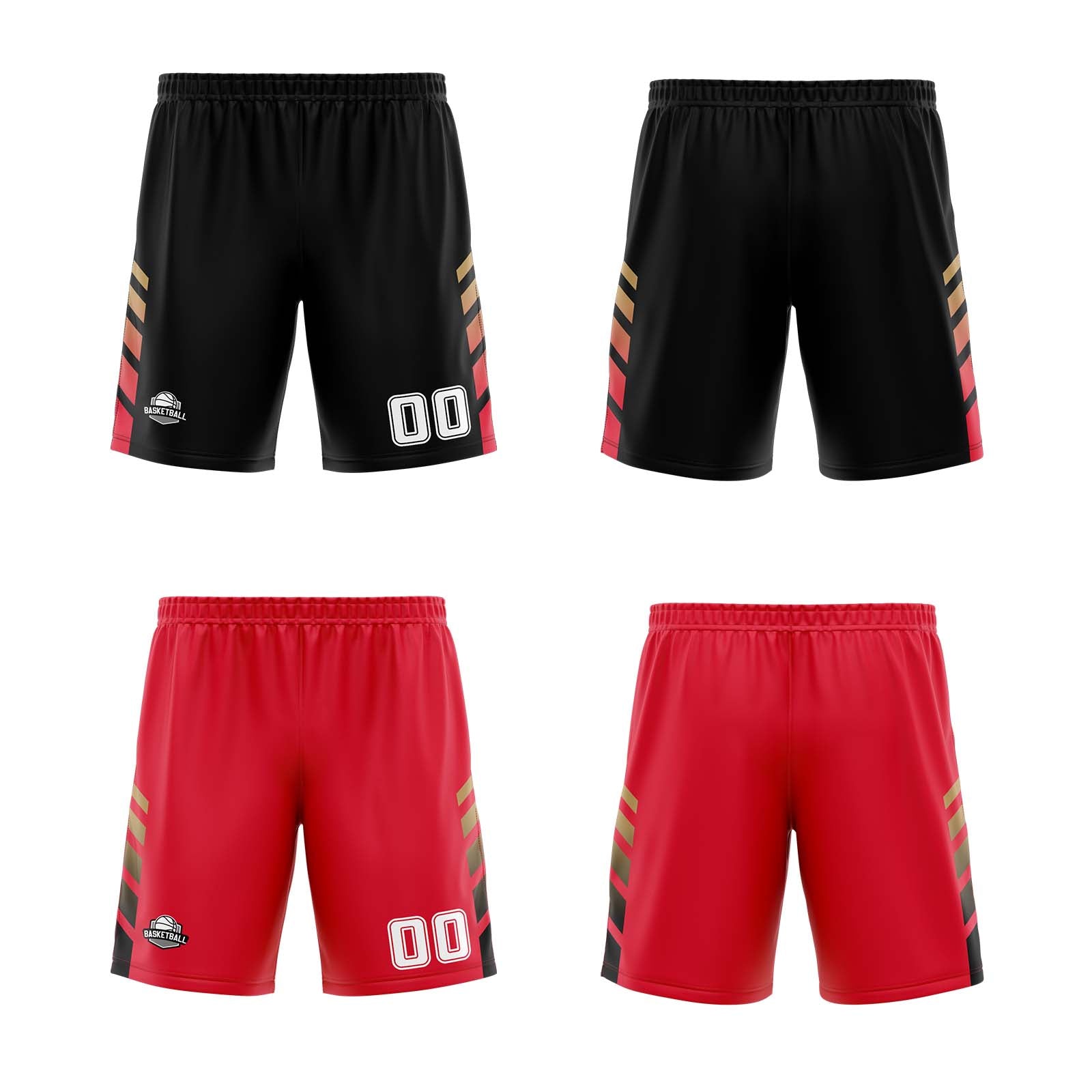 Custom Black Red Gold Reversible Basketball Suit for Adults and Kids Personalized Jersey