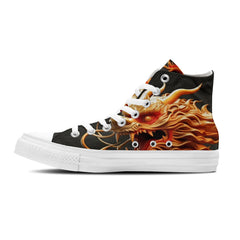 Elevate Your Style with Dragon-Inspired Mid-Top Canvas Shoes - Unisex Fashion Statement
