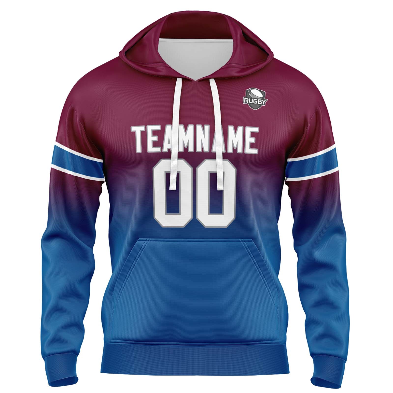 Custom Gradient Sweatshirt Hoodie For Man Woman Girl Boy Print Your Logo Name Number Burgundy&Blue
