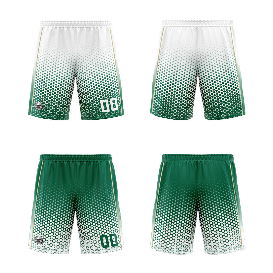Custom White Green Reversible Basketball Suit for Adults and Kids Personalized Jersey