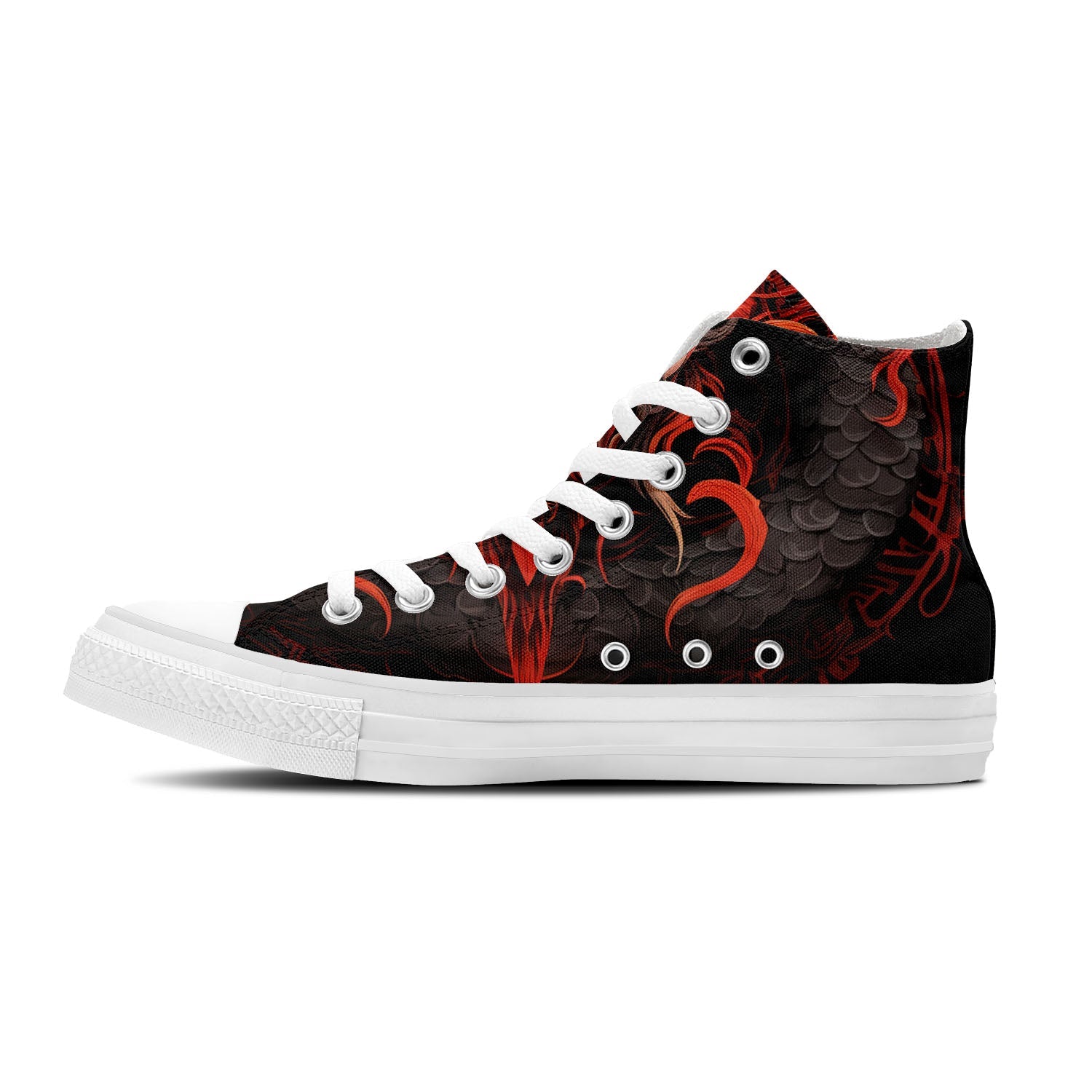 Elevate Your Style with Dragon-Inspired Mid-Top Canvas Shoes - Unisex Fashion Statement
