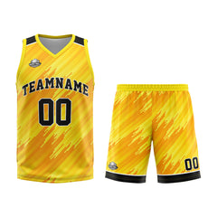 Custom Strip-Type Yellow Basketball Jersey Uniform Suit Printed Your Logo Name Number