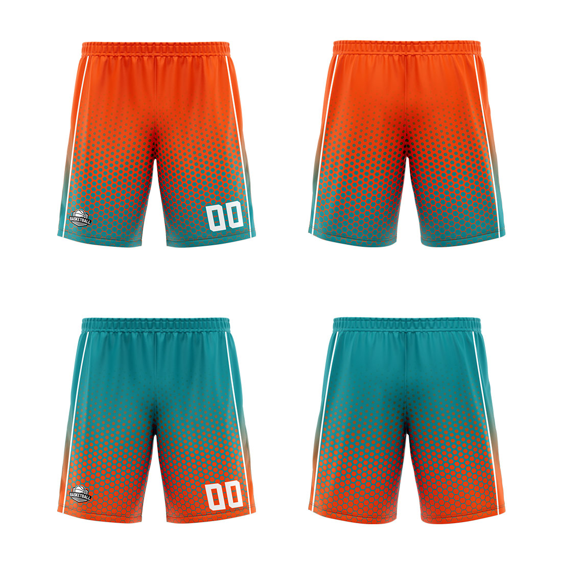 Custom Orange Cyan White Reversible Basketball Suit for Adults and Kids Personalized Jersey