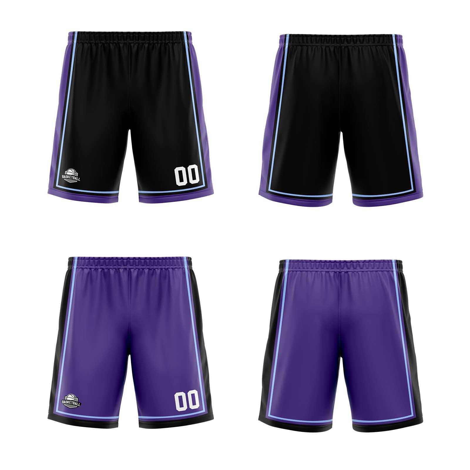 Custom Black Purple White Reversible Basketball Suit for Adults and Kids Personalized Jersey