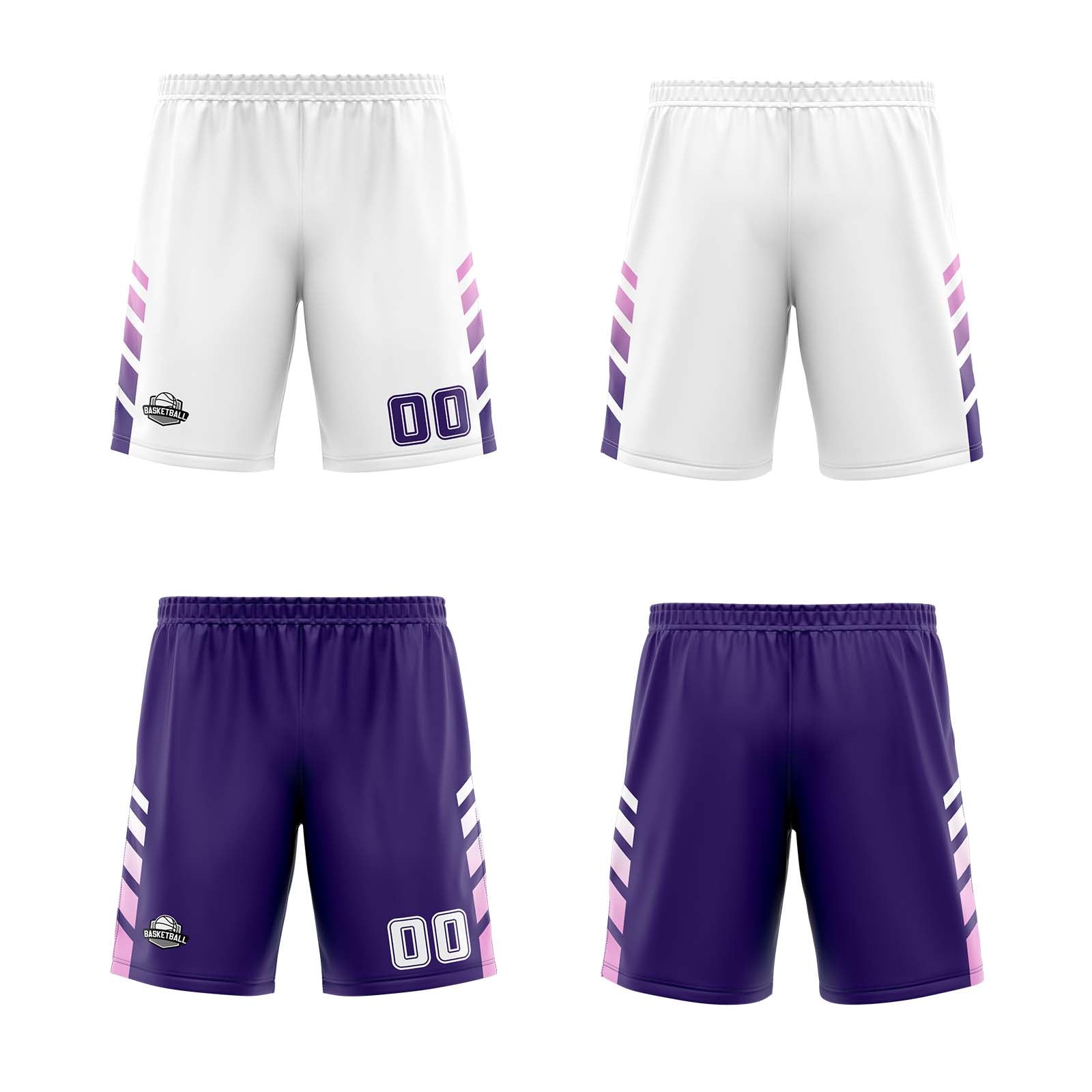 Custom White Purple Pink Reversible Basketball Suit for Adults and Kids Personalized Jersey