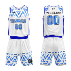Custom White Blue Starry Sky Basketball Jersey Uniform Suit Printed Your Logo Name Number