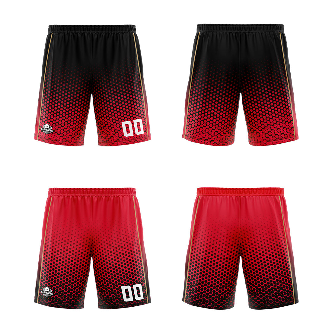 Custom Black Red Gold Reversible Basketball Suit for Adults and Kids Personalized Jersey