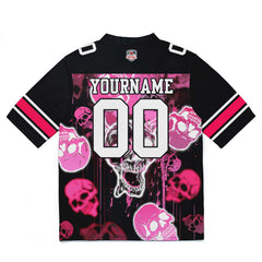 Custom Football Jersey Shirt Personalized Stitched Printed Team Name Number Graffiti skull-Pink
