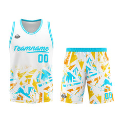 Custom White Light Blue Basketball Jersey Uniform Suit Printed Your Logo Name Number