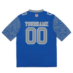 Custom Football Jersey Shirt Personalized Stitched Printed Team Name Number Blue