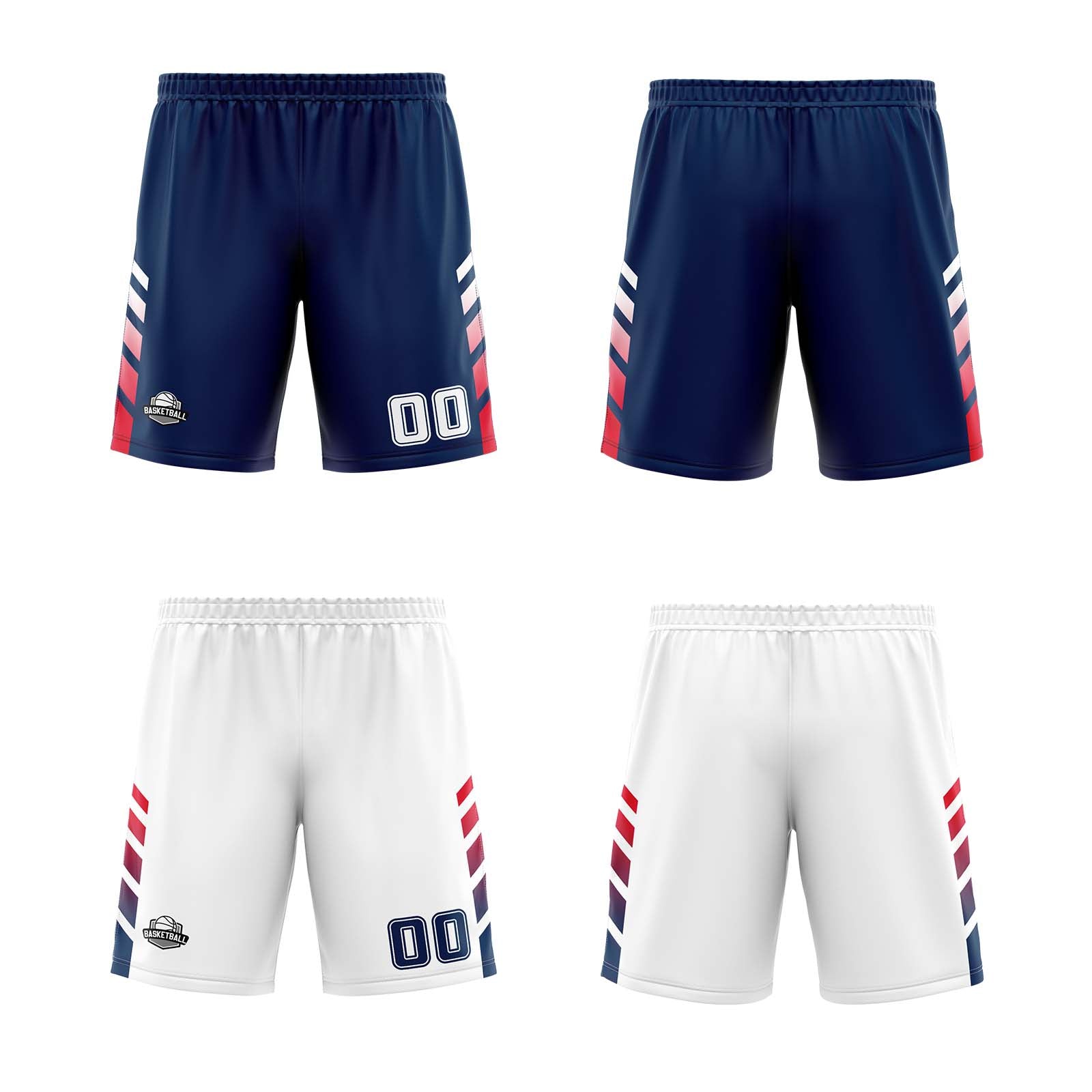 Custom Navy White Red Reversible Basketball Suit for Adults and Kids Personalized Jersey
