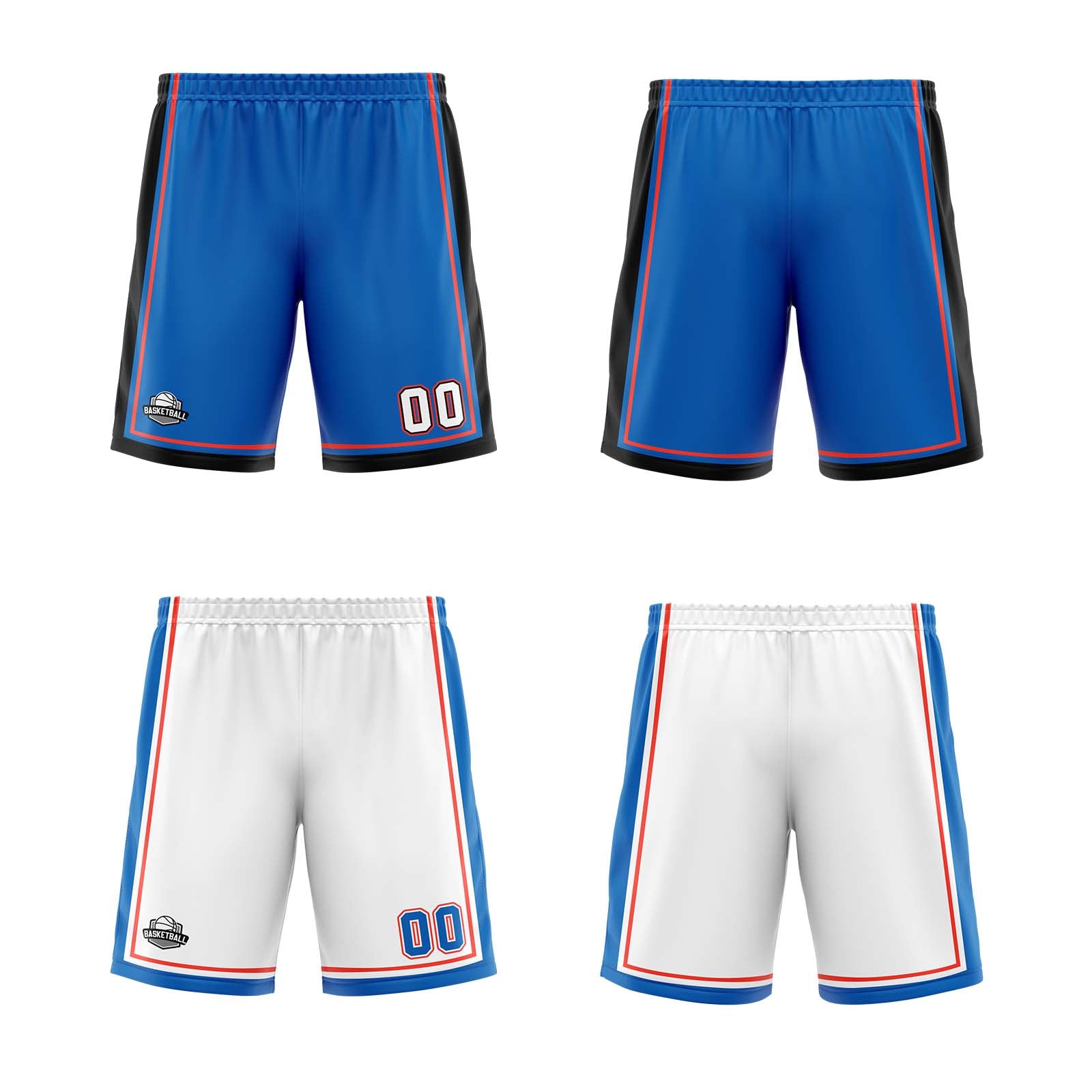 Custom Blue White Orange Reversible Basketball Suit for Adults and Kids Personalized Jersey
