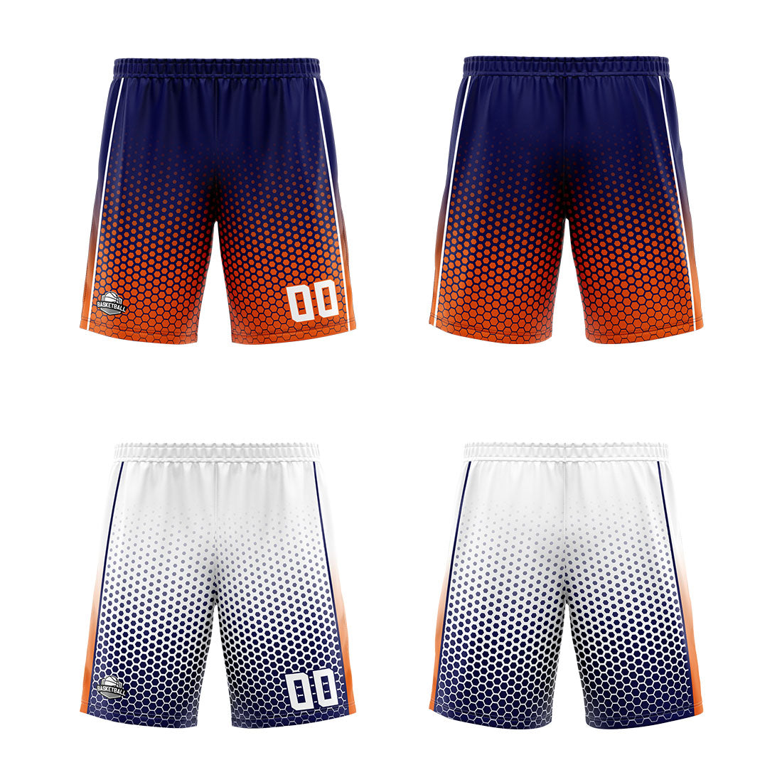 Custom Navy Orange White Reversible Basketball Suit for Adults and Kids Personalized Jersey
