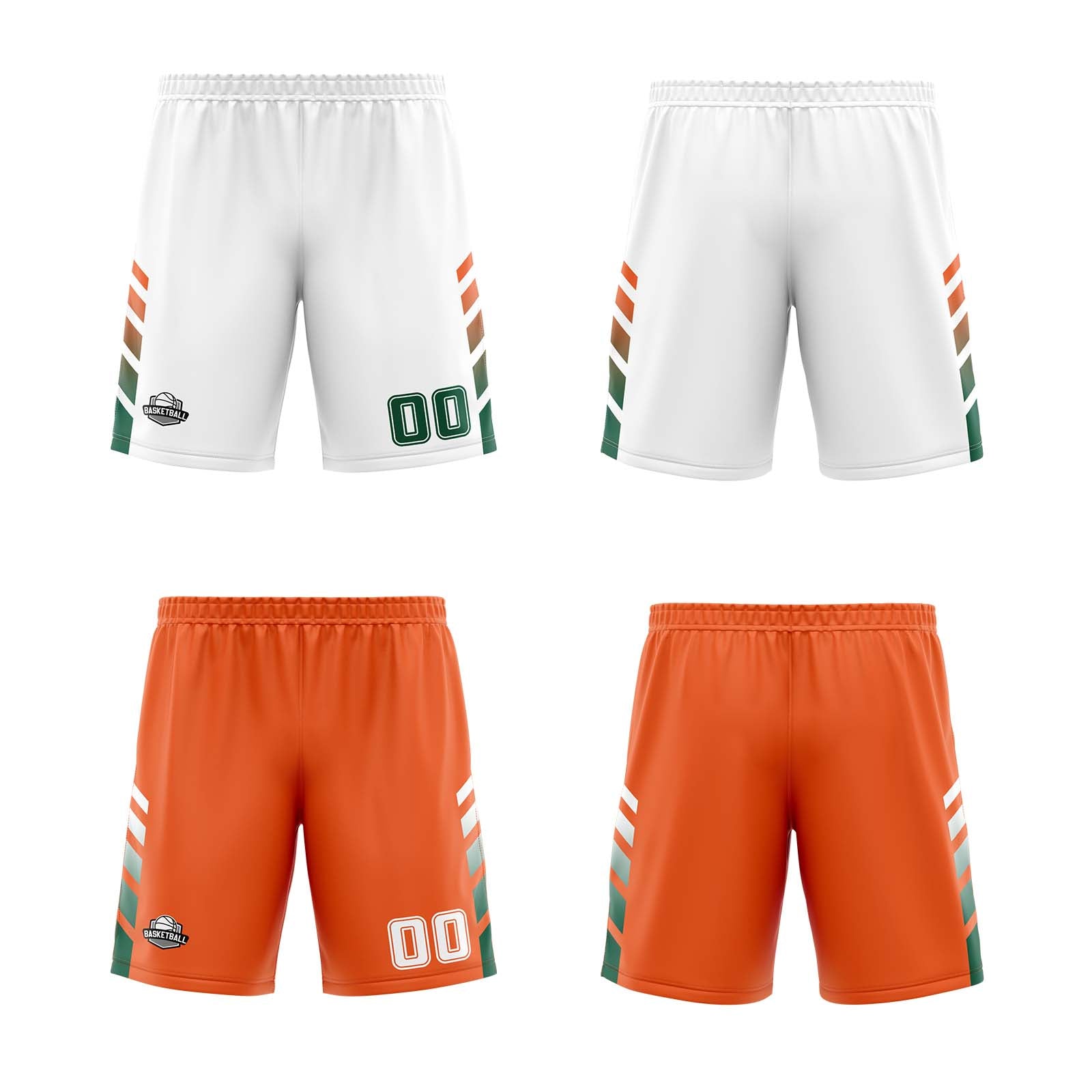 Custom White Orange Green Reversible Basketball Suit for Adults and Kids Personalized Jersey