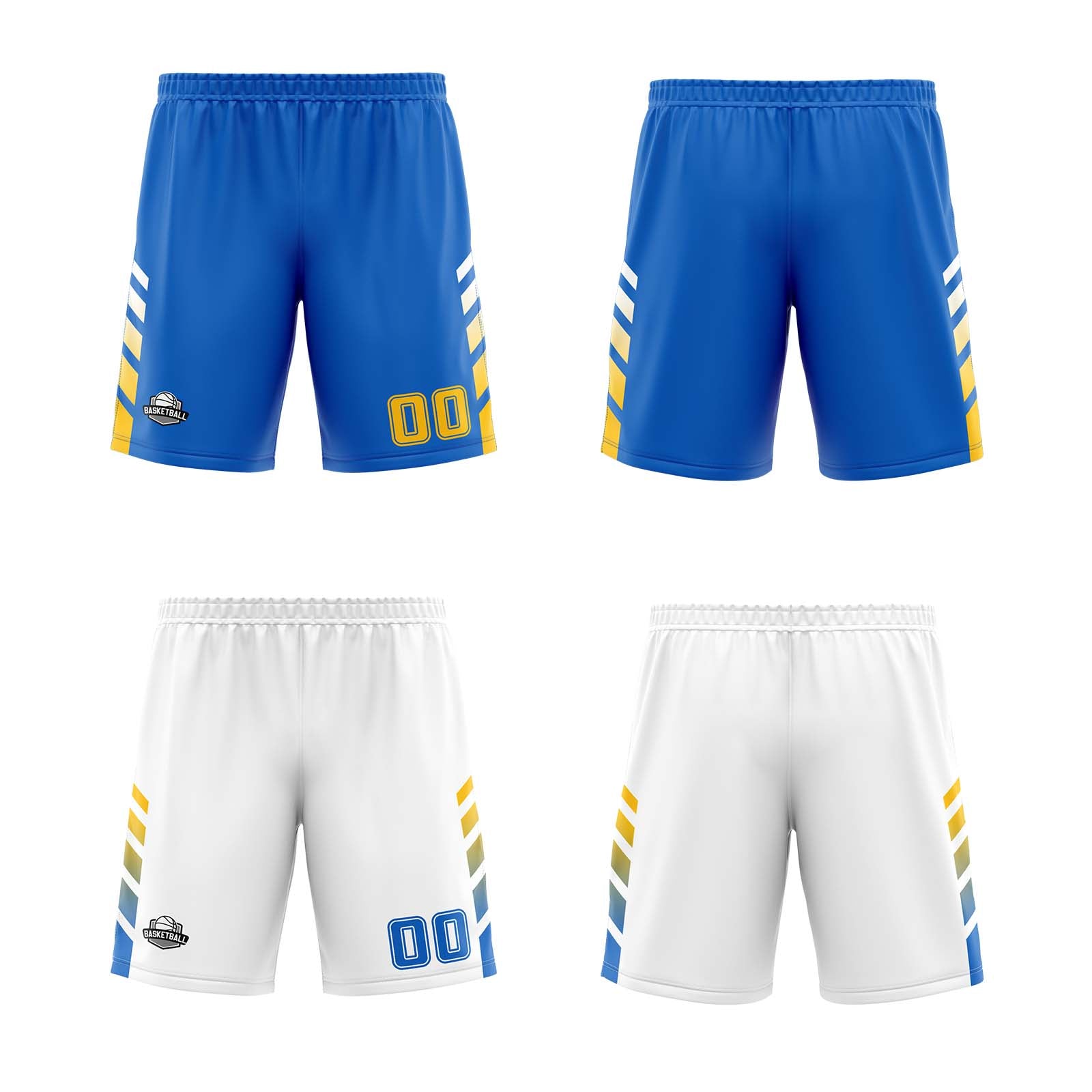 Custom Blue White Yellow Reversible Basketball Suit for Adults and Kids Personalized Jersey
