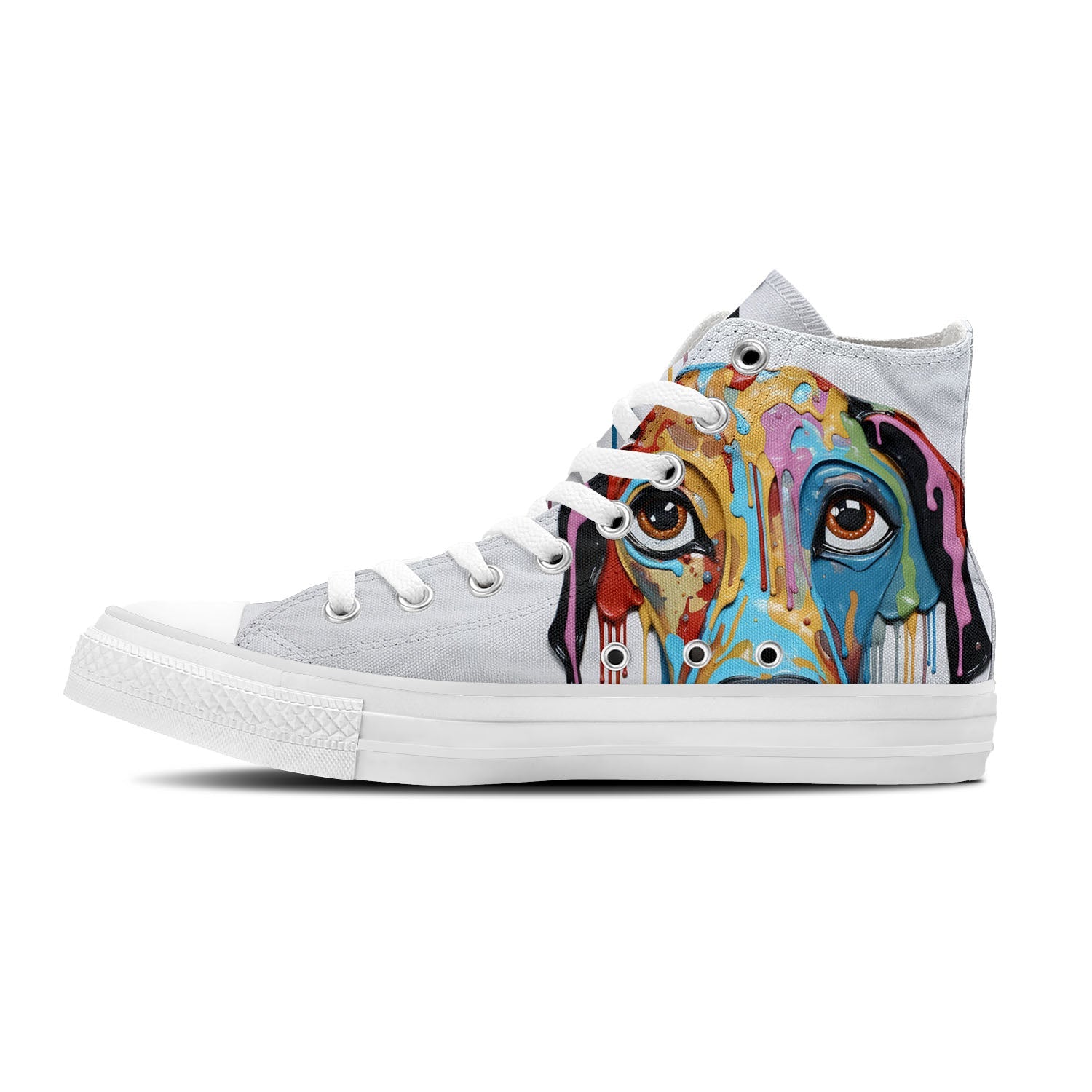 Abstract Canine Chic: Men and Women's Mid-Top Canvas Shoes - Embrace the Fusion of Art and Furry Friends with Dripping Art Dog Imagery