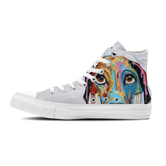Abstract Canine Chic: Men and Women's Mid-Top Canvas Shoes - Embrace the Fusion of Art and Furry Friends with Dripping Art Dog Imagery