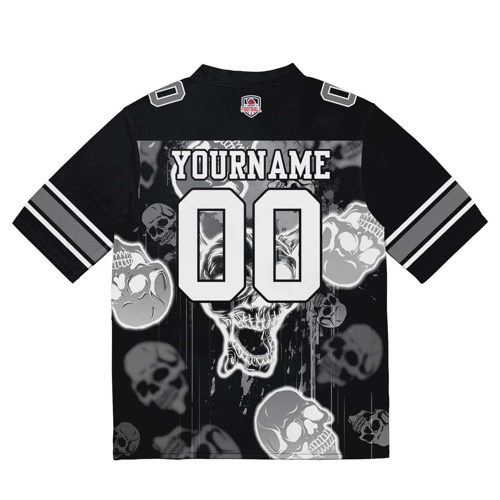 Custom Football Jersey Shirt Personalized Stitched Printed Team Name Number Graffiti skull-Grey