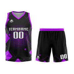 Custom Geometry Purple Basketball Jersey Uniform Suit Printed Your Logo Name Number