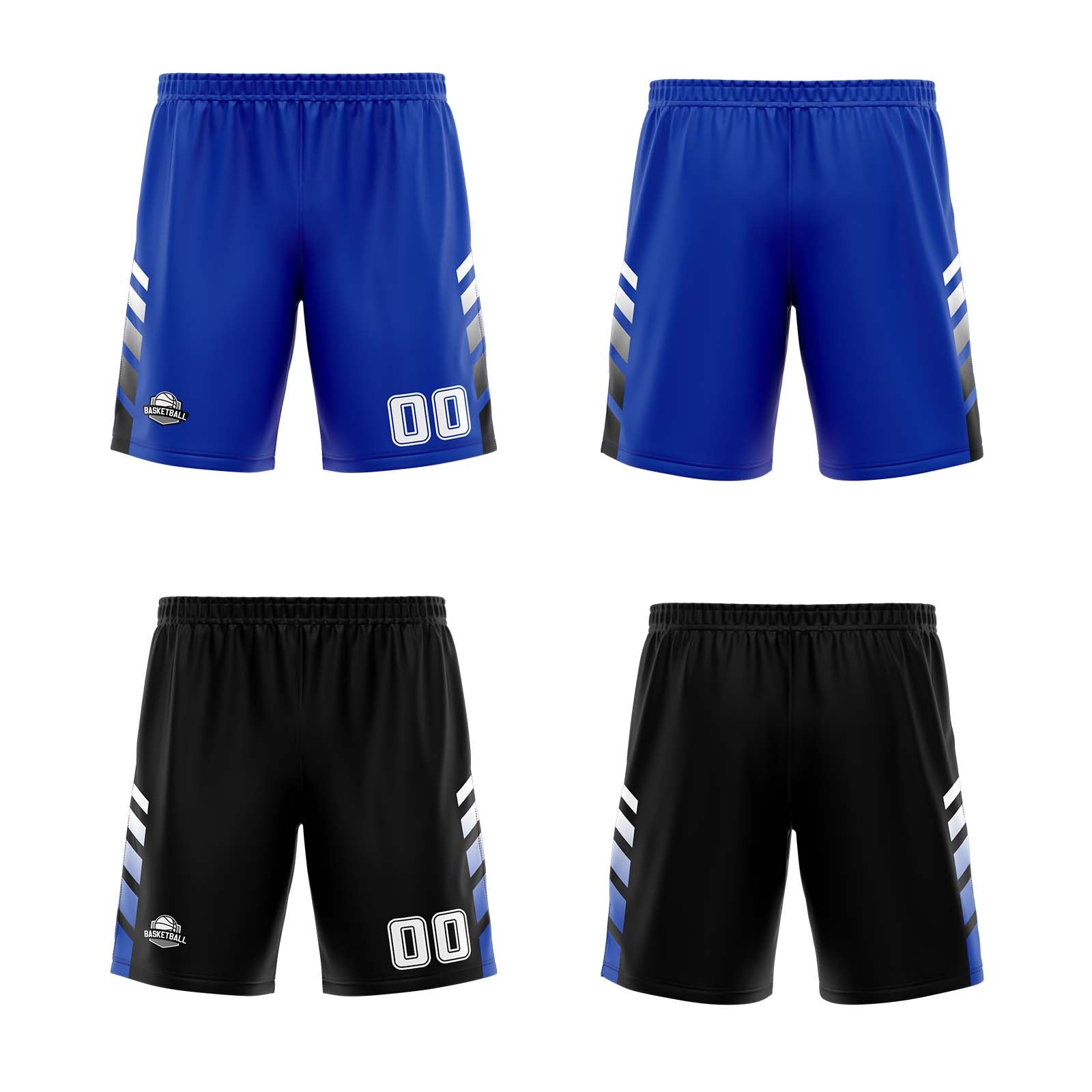 Custom Blue Black White Reversible Basketball Suit for Adults and Kids Personalized Jersey