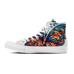Graceful Soar: Mid-Top Canvas Shoes adorned with Butterfly Elegance for Men and Women – A Whimsical Step into Style and Comfort.