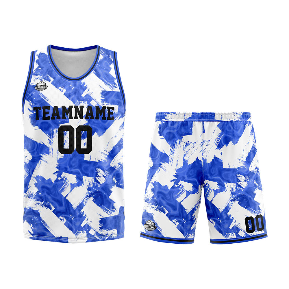 Custom Blue White Basketball Jersey Uniform Suit Printed Your Logo Name Number